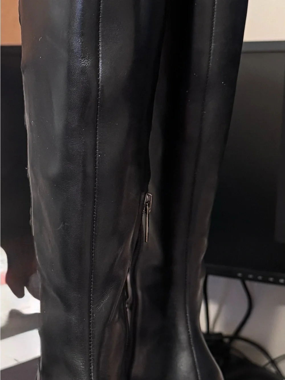 Vince Camuto Black Lace-Up Knee-High Boots